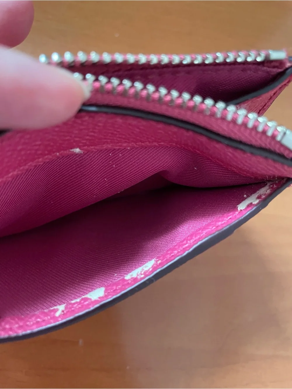 COACH Pink Pebbled Leather Zip Card Case